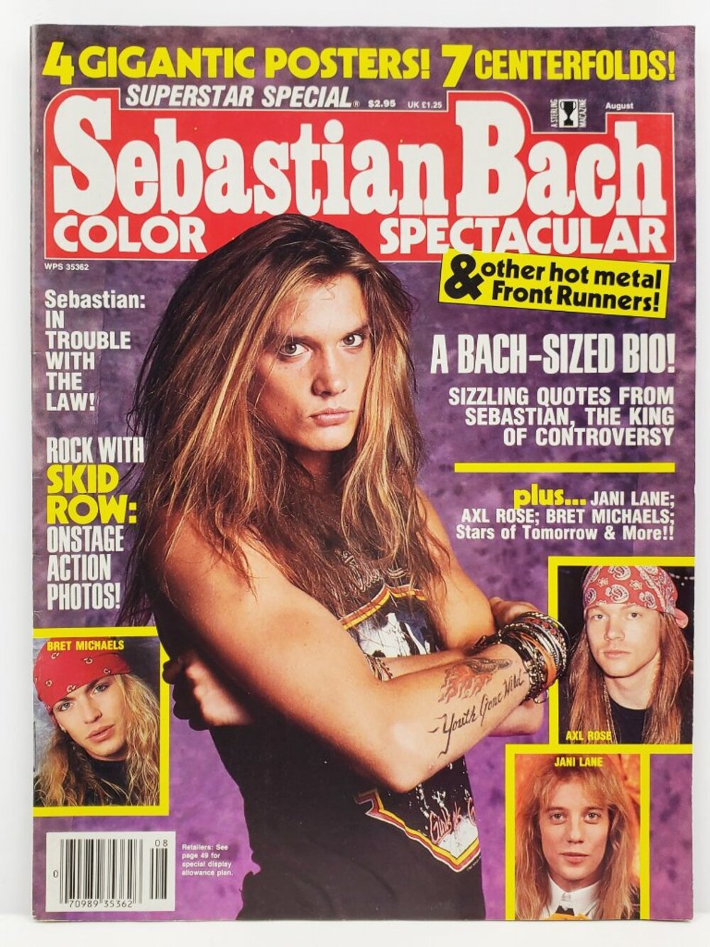 Sebastian Bach Magazine Posters Vintage 1990 Skid Row Axl Rose Bret Michaels 90s